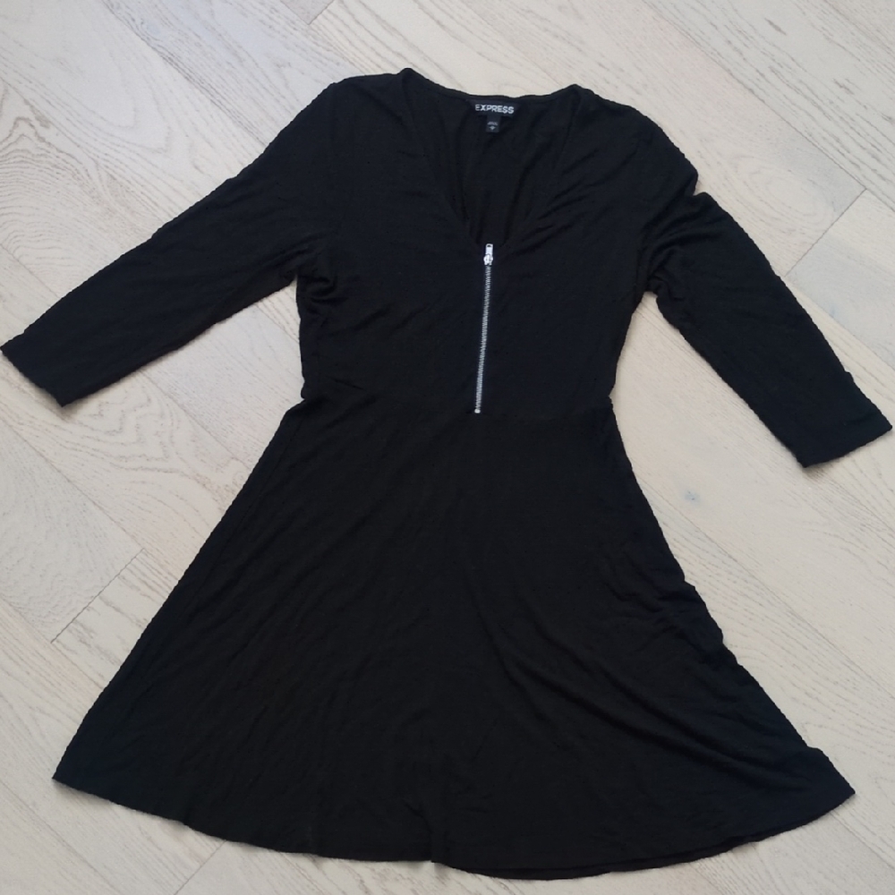 Express Black Long Sleeve Dress with Zipper